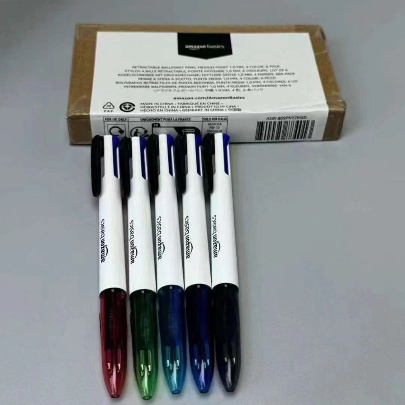 Hộp 6 chiếc Bút bi 4 màu trong 1 Amazon Basics ( Mỹ ) B09PNYZMXD