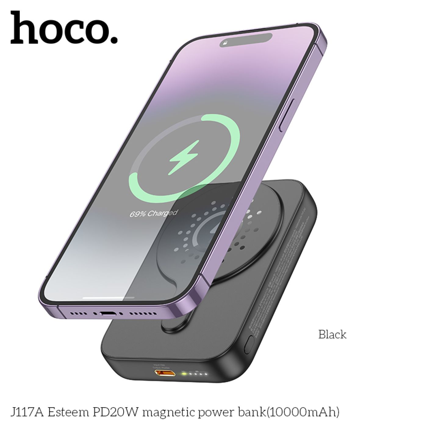 ￼Sạc dự phòng hút không dây Hoco J117A dòng từ tính điện thoại Max 15W dung lượng 10000mAh