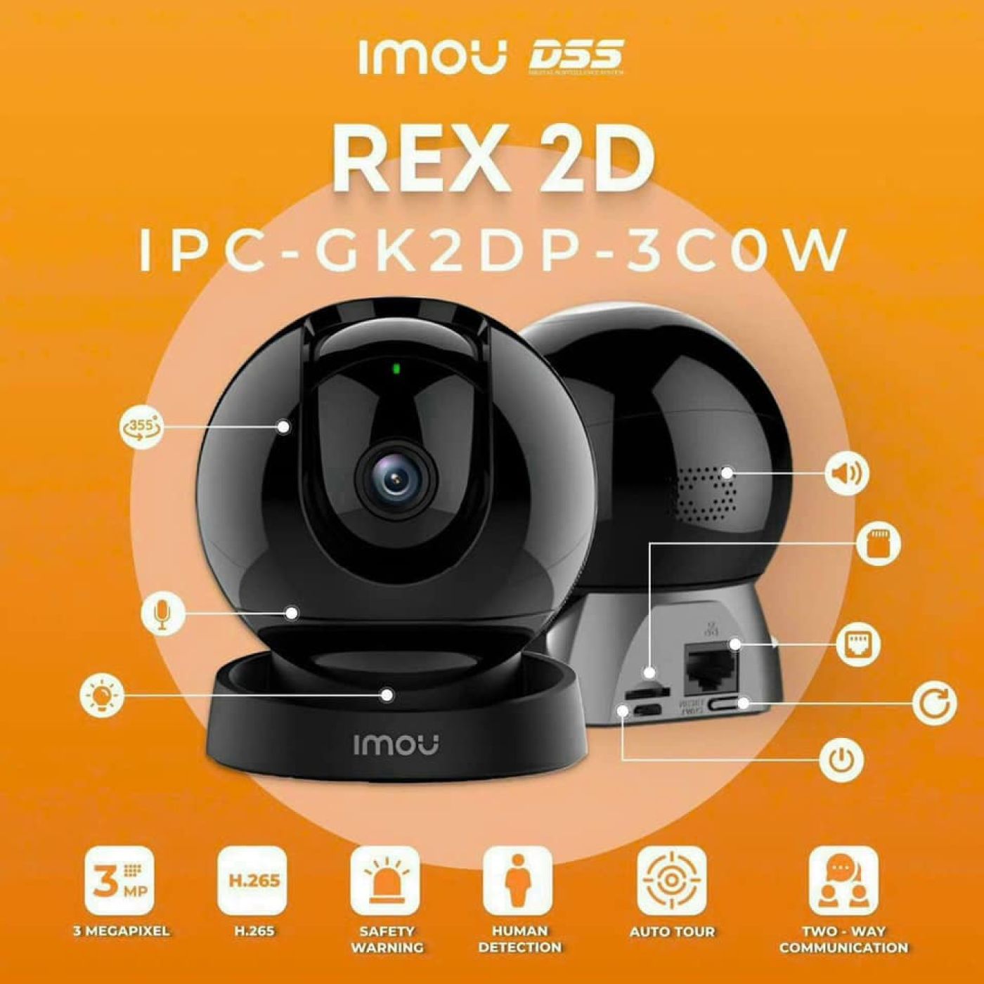 Combo Camera IPC-GK2DP-3C0W (Rex 2D 3MP) + Thẻ Nhớ 64G