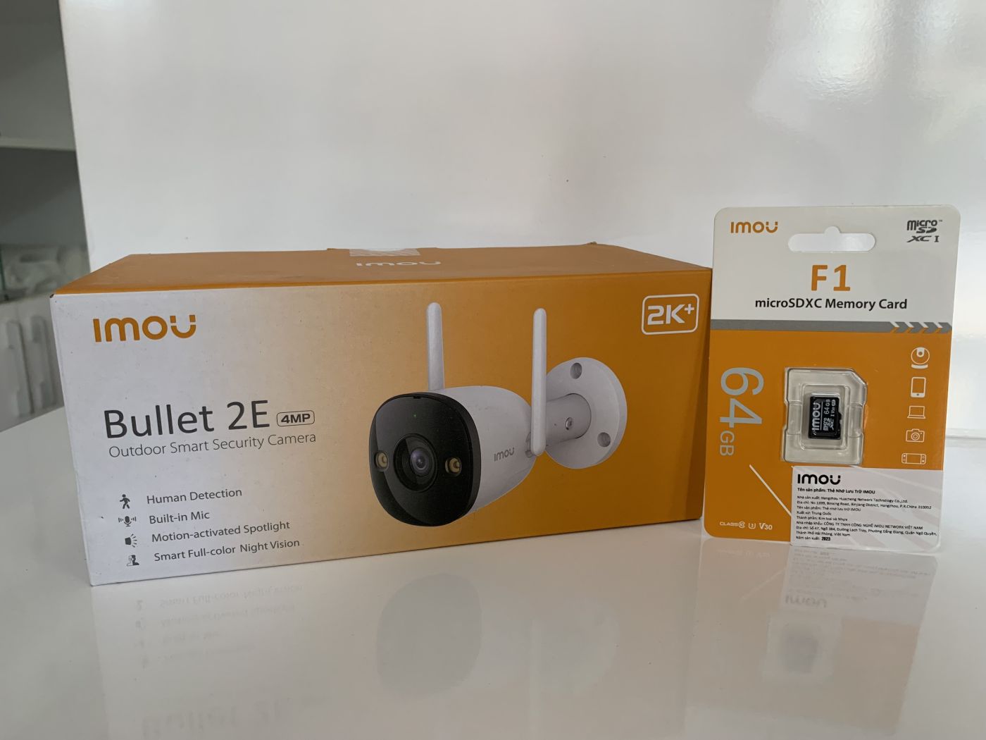 Combo camera IMOU BULLET F42FP 2E COLOR 4MP 2.8MM NGOÀI TRỜI + Thẻ nhớ 64G