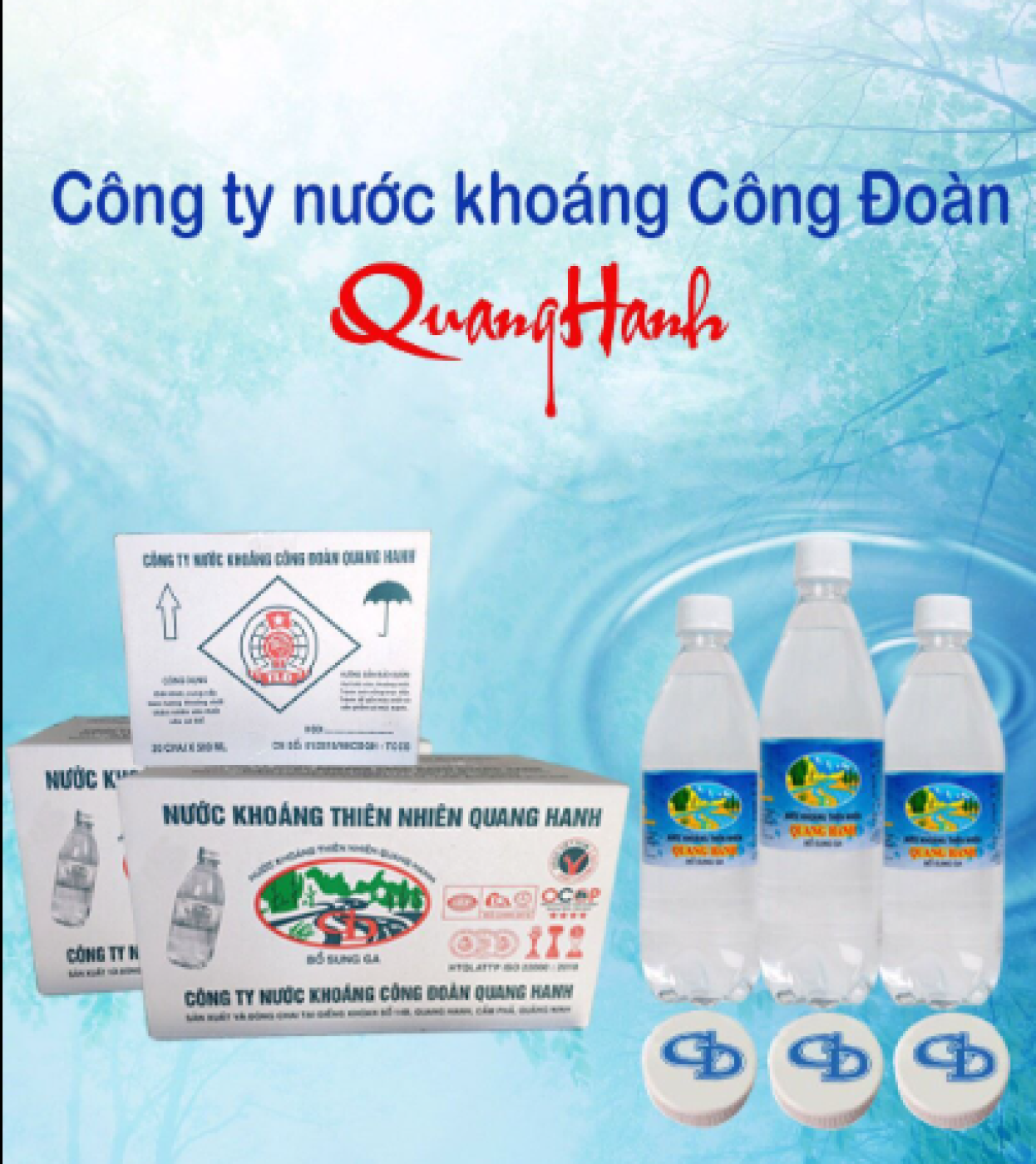 Nước khoáng mặn Quang Hanh chính hãng Công Đoàn Quảng Ninh - Thùng 20 chai 500ml