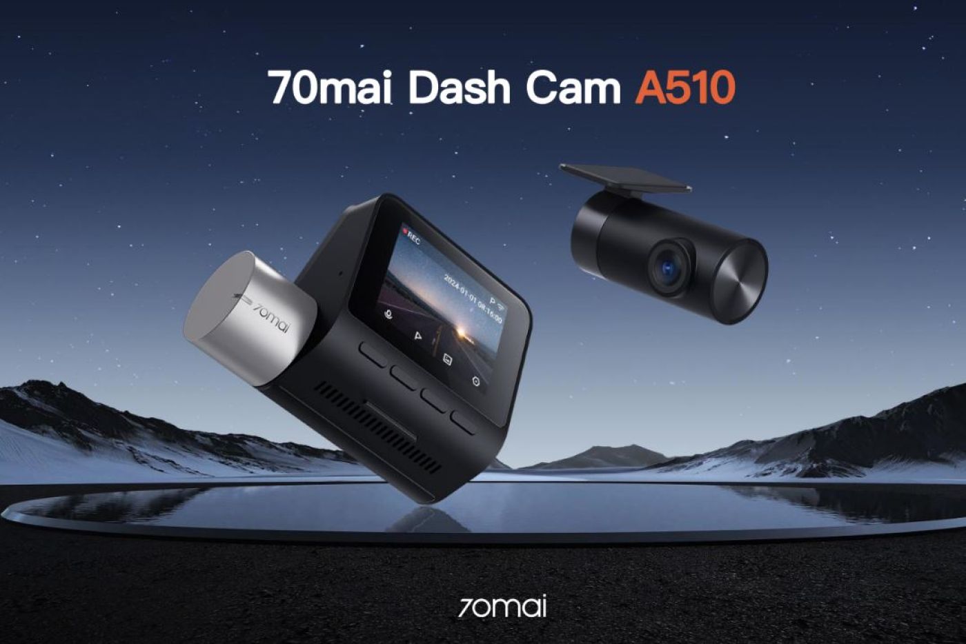 Camera hành trình 70mai A510 HDR 3K - Ghi hình 2 kênh Trước và Sau