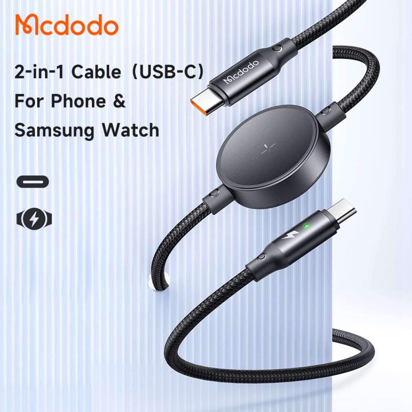 Cáp Sạc Đa Năng Mcdodo 2 in 1 PD + Magnetic Wireless Charging Cable (Tương Thích Samsung Watch)