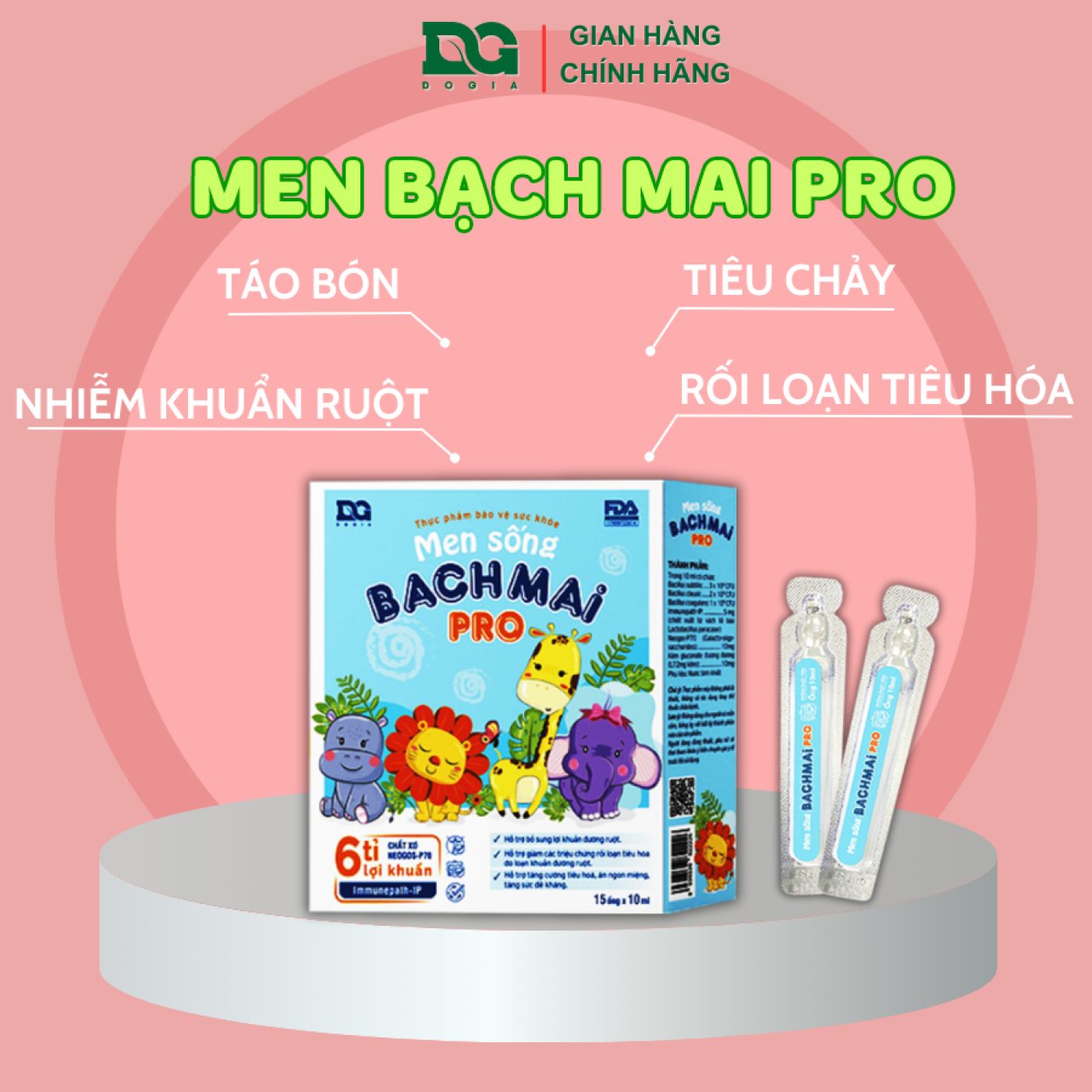 Men sống Bạch Mai Pro chính hãng DG DOGIA men vi sinh cho bé rối loạn tiêu hóa với 6 tỷ lợi khuẩn