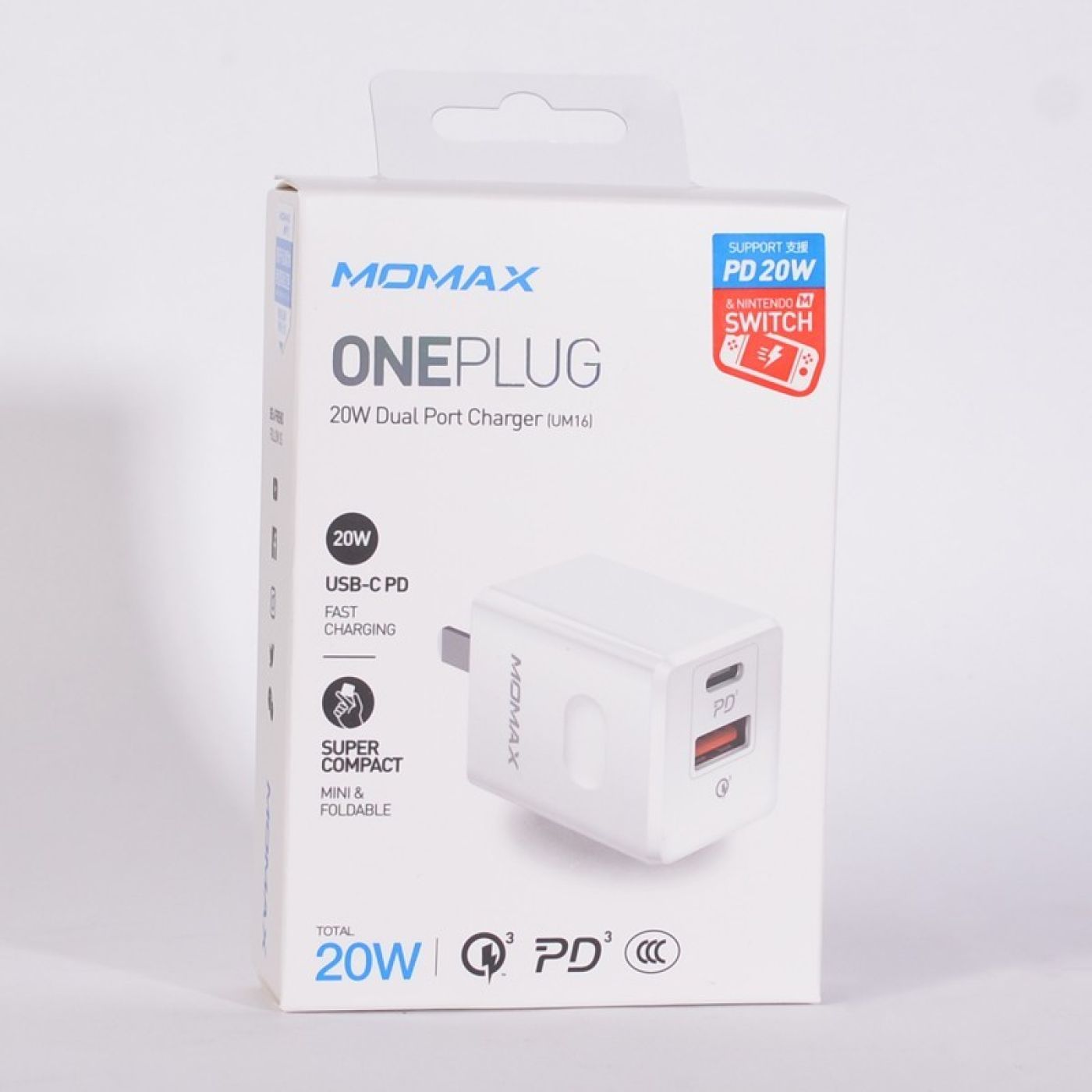 Củ sạc nhanh MOMAX UM16 OnePlug 2 cổng sạc USB-C 20w + USB-A 18W