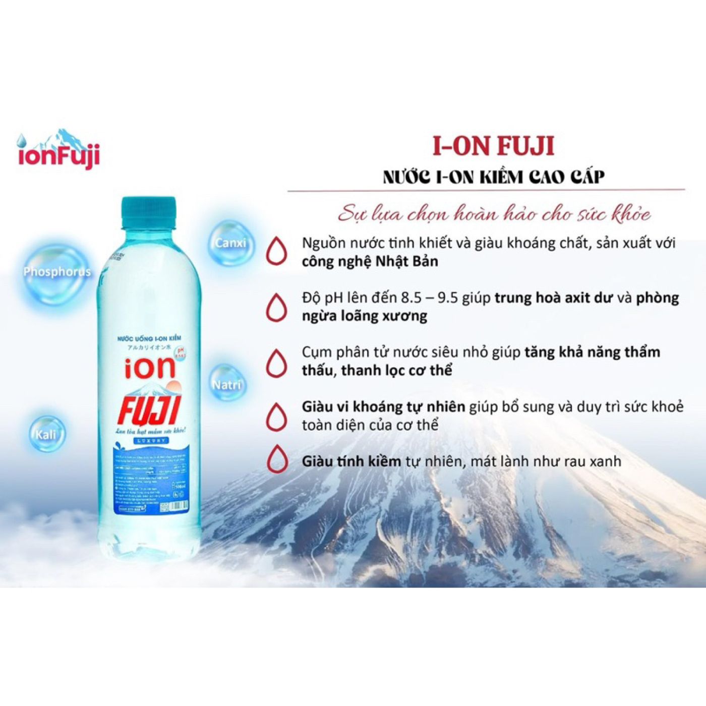 Nước ion kiềm - iON FUJI Lux 350ml - Thùng 24 chai
